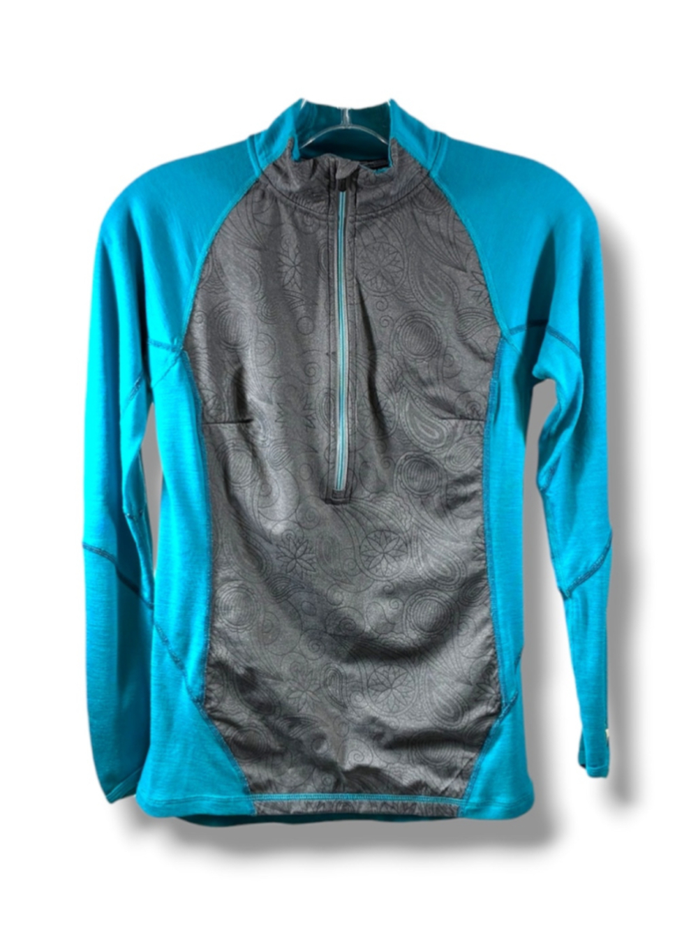 Smartwool PhD Long Sleeve Quarter Zip Top in Blue Grey Size S